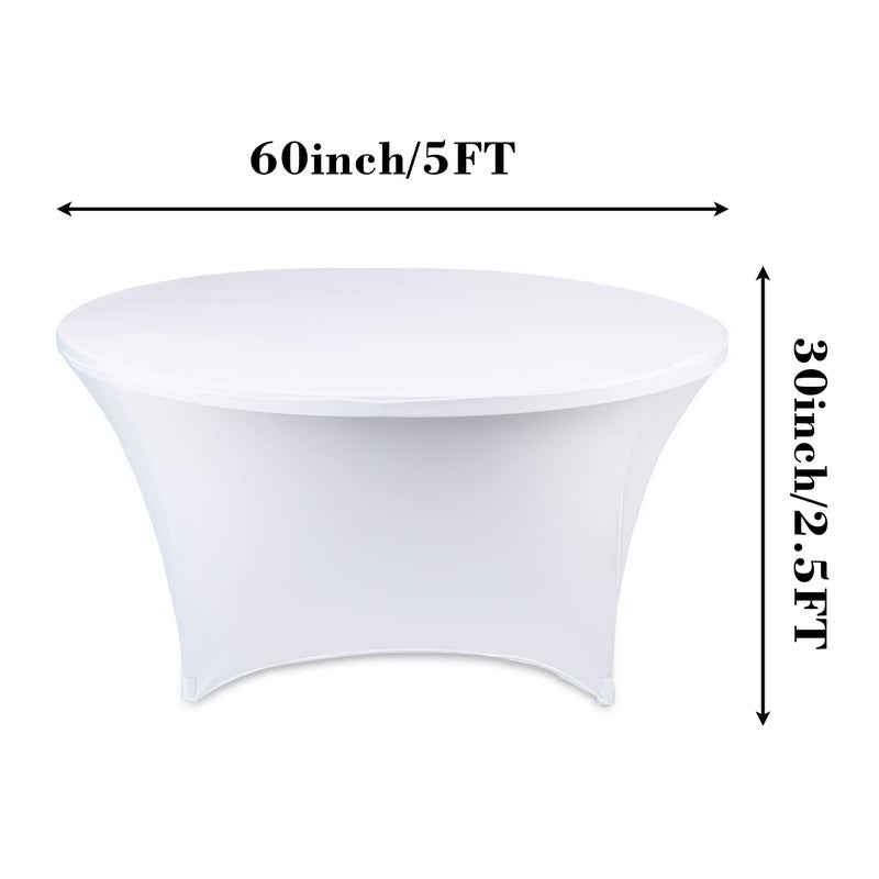 GFCC 5FT White Round Stretch Tablecloth 60 Inch Spandex Tablecloth Elastic Table Cover for Wedding Party Restaurant Fitted Table Cloth - Image 3